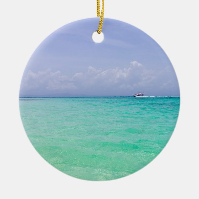 Tropical Caribbean Christmas Ceramic Ornament (Front)