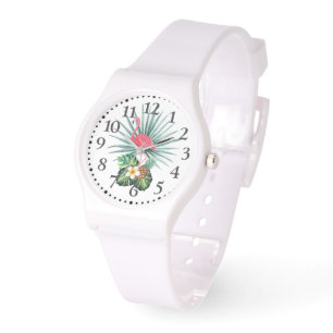 Tropical Caribbean Pink Flamingo Silicone Watch
