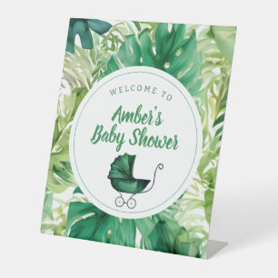Tropical Carriage &  Jungle Baby Shower Welcome  Pedestal Sign