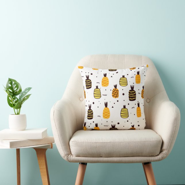 Tropical Cartoon Pineapple Fruit Pattern Cushion (Chair)