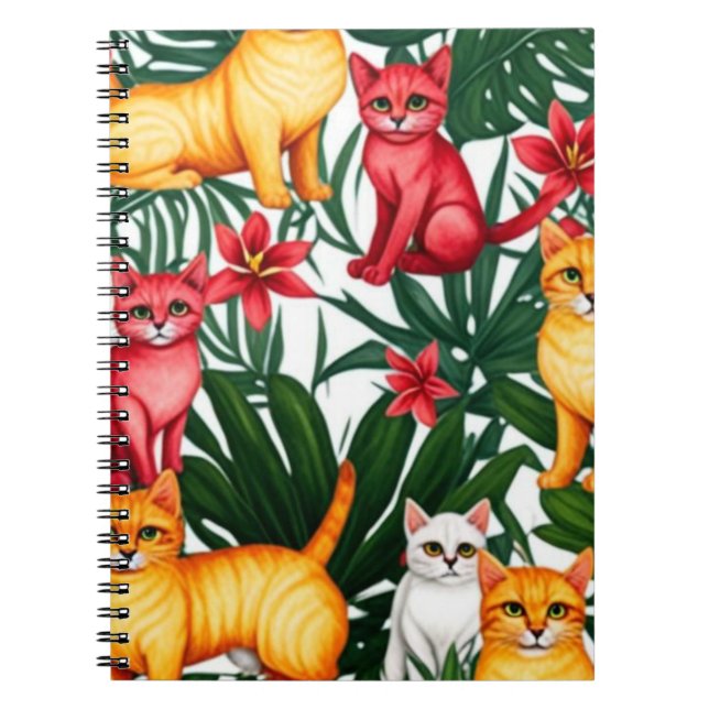 Tropical Cats Pattern Notebook (Front)