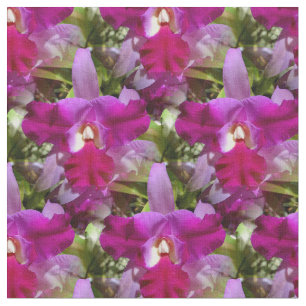 Tropical Cattleya Orchid Flower Fabric