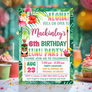Tropical Celebration Luau Party Birthday  Invitation