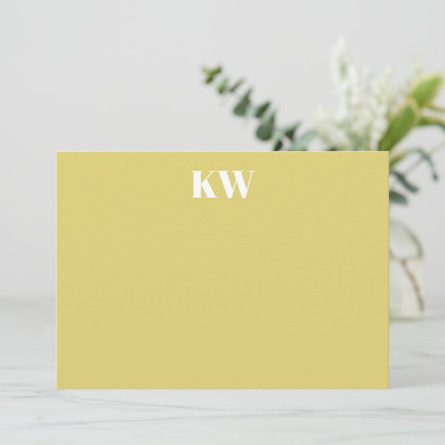 Tropical Chartreuse Monogram Initials Personalised Thank You Card (Standing Front)