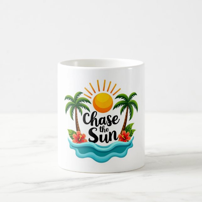 Tropical Chase the Sun Cartoon Summer Mug (Center)