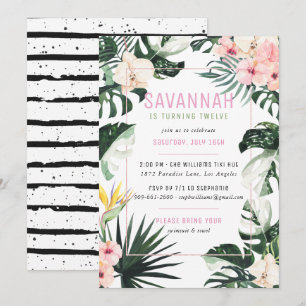 Tropical Chic Exotic Monstera Birthday Party Invitation