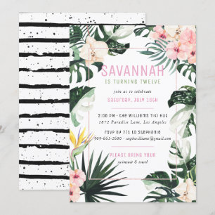 Tropical Chic   Exotic Monstera Birthday Party Invitation