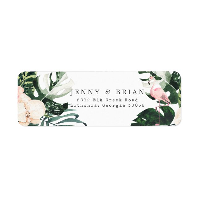 Tropical Chic | Exotic Monstera Variegata Return Address Label (Front)
