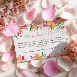 Tropical Chic Floral Bring a Recipe Bridal Shower Enclosure Card