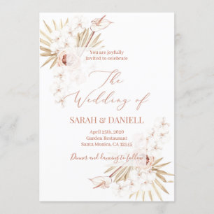 Tropical chic floral wedding invitation
