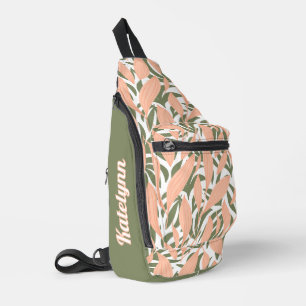 Tropical Chic Pink and Green Personalised Sling Bag