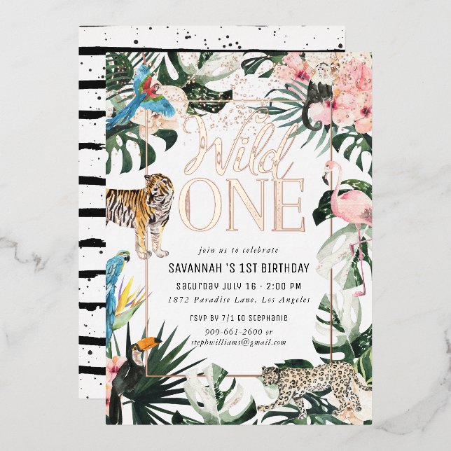 Tropical Chic | Pink Wild One Birthday Party  (Front/Back)