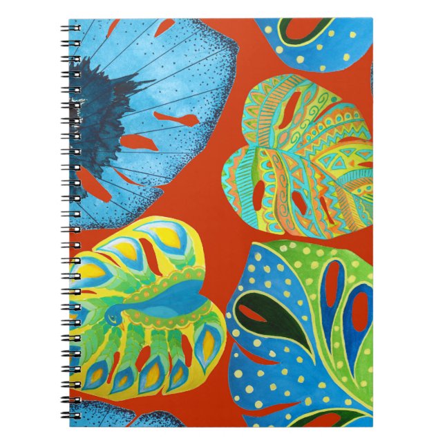 Tropical Chic: Seamless Leafy Pattern. Notebook (Front)