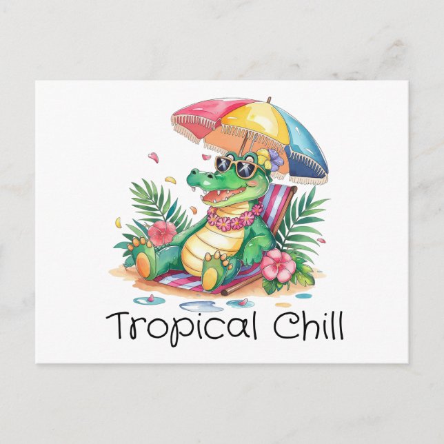 Tropical Chill Relaxing Gator Postcard (Front)