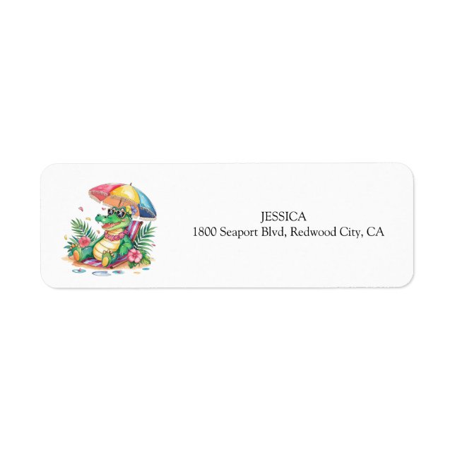 Tropical Chill Relaxing Gator Return Address Label (Front)
