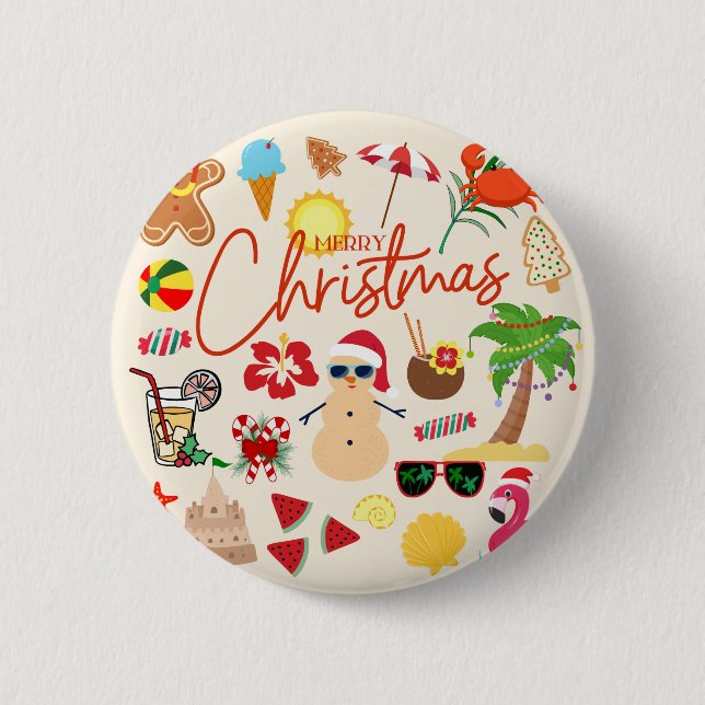 Tropical Christmas 6 Cm Round Badge (Front)