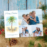 Tropical Christmas Beach 3 Photo Holiday Card<br><div class="desc">Send tropical Christmas greetings to your family and friends with this photo holiday card, featuring a festive palm tree decorated with colourful lights, beach chairs in the sand, and 3 photo templates. Check out the collection for matching products and other colorways, or message me through Zazzle Chat if you need...</div>