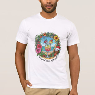Tropical Christmas Beach Cocktail Illustration T-Shirt