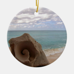 Tropical Christmas Beach Seashell Ceramic Tree Decoration