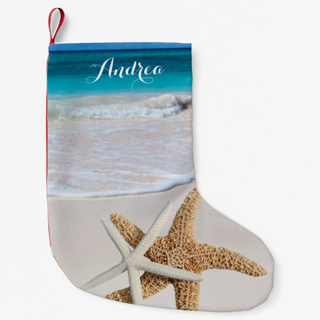 Tropical Christmas Beach Starfish Stocking (Front)