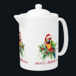 Tropical Christmas Bird Retro Merry Christmas<br><div class="desc">This tropical theme Christmas paper cup design features a tropical bird with a Santa hat holiday greenery and red retro Merry Christmas typography.
Get cosy this holiday season with this mug full of your favourite beverage.</div>