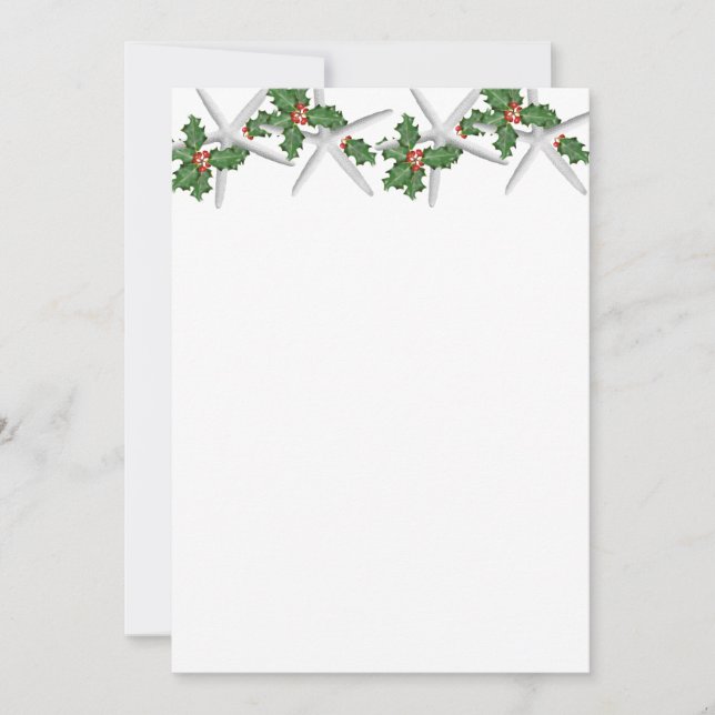 Tropical Christmas Blank White Starfish Paper Holiday Card (Front)