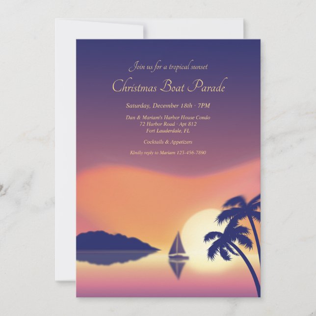 Tropical Christmas Boat Parade Invitation (Front)