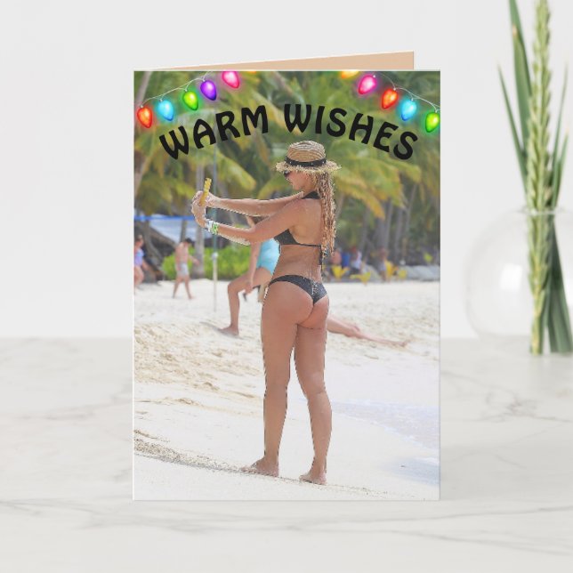 TROPICAL CHRISTMAS CARD BIG BUTT BIKINI GIRL CARDS (Front)