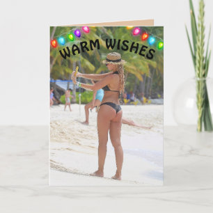 TROPICAL CHRISTMAS CARD BIG BUTT BIKINI GIRL CARDS