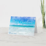 TROPICAL CHRISTMAS CARD | Florida Ocean Beach<br><div class="desc">This ocean waves holiday card in teal,  aqua,  and navy ocean blue shades with white stars and snow is tropical and whimsical and perfect for a warm Christmas or vacation memories. Just personalize your names and you have your own customized Christmas card!</div>