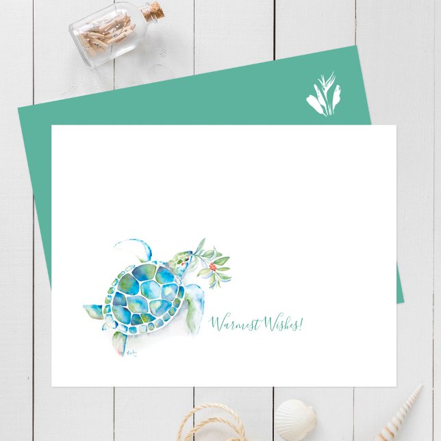Tropical Christmas Cards Watercolor Sea Turtle (Creator Uploaded)