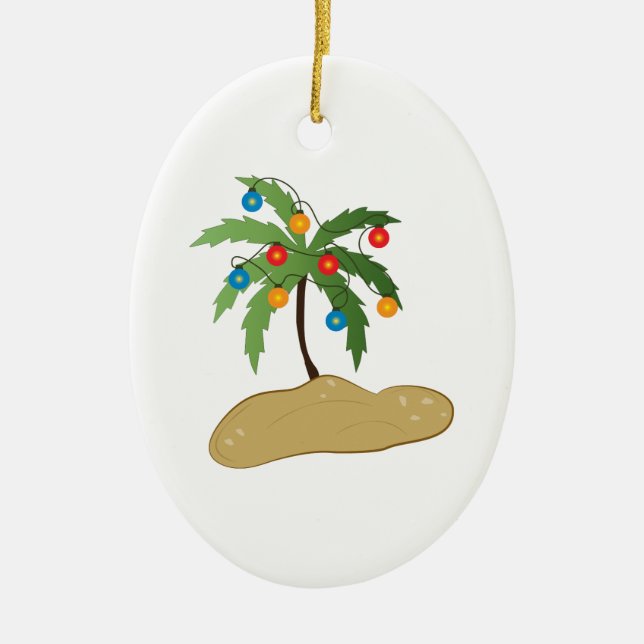 Tropical Christmas Ceramic Tree Decoration (Front)