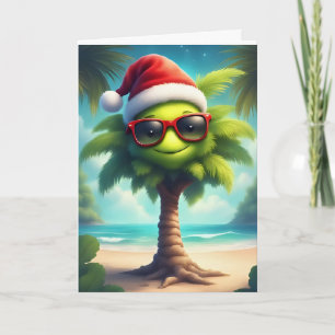 Tropical Christmas Cheer – Santa Palm Tree Card