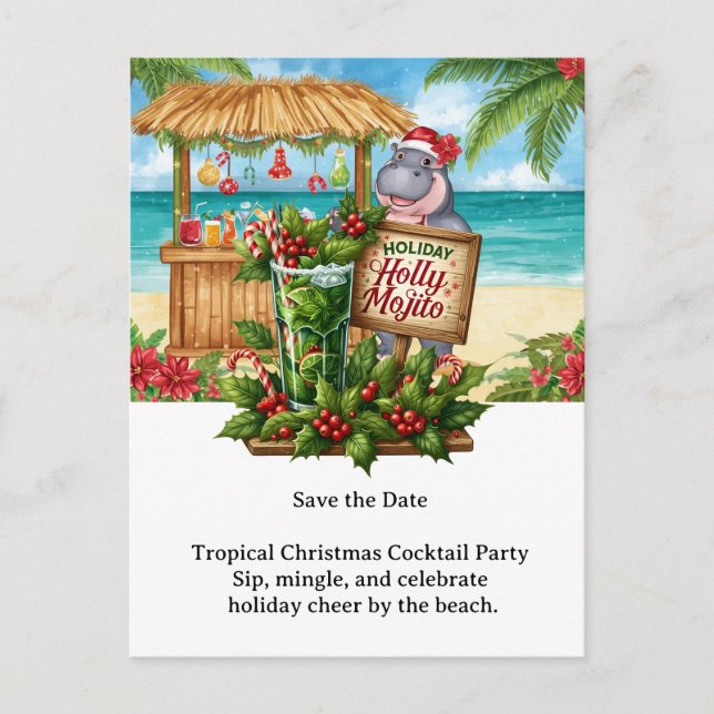 Tropical Christmas Cocktail Party Invitation  (Front)