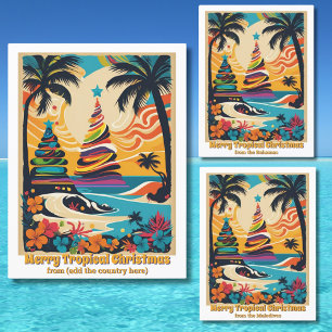 Tropical christmas colourful greeting postcard