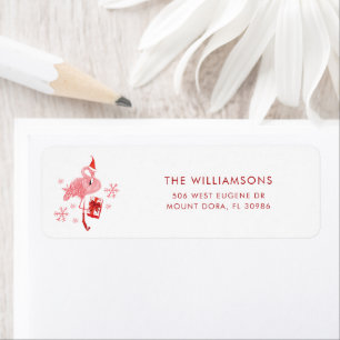 Tropical Christmas Custom Flamingo Return Address Label