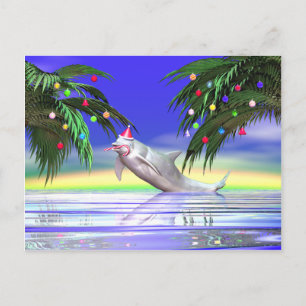 Tropical Christmas Dolphin Holiday Postcard