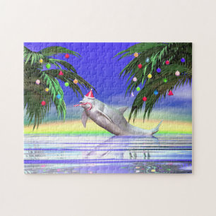Tropical Christmas Dolphin Jigsaw Puzzle