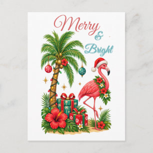 Tropical Christmas Flamingo Greeting Card