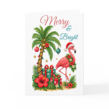 Tropical Christmas Flamingo Greeting Card