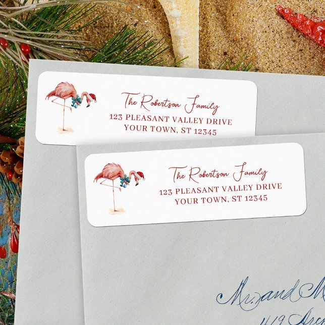 Tropical Christmas Flamingo Return Address Label (Creator Uploaded)