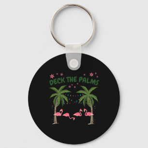 Tropical Christmas Florida Flamingo Deck The Palms Key Ring