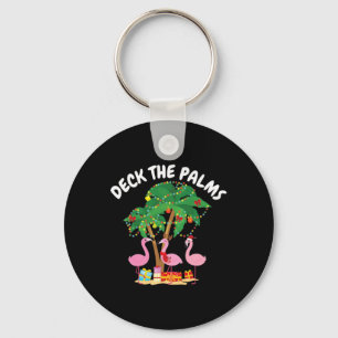 Tropical Christmas Florida Flamingo Deck The Palms Key Ring
