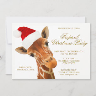 Tropical Christmas Giraffe   Party Invite