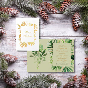 Tropical Christmas Green With Gold Palm Leaves Foil Card
