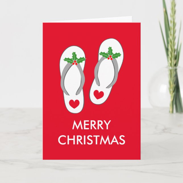 Tropical Christmas greeting card with flip flops (Front)