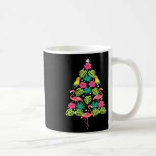 Tropical Christmas Hawaiian Flamingo Xmas Tree Sil Coffee Mug