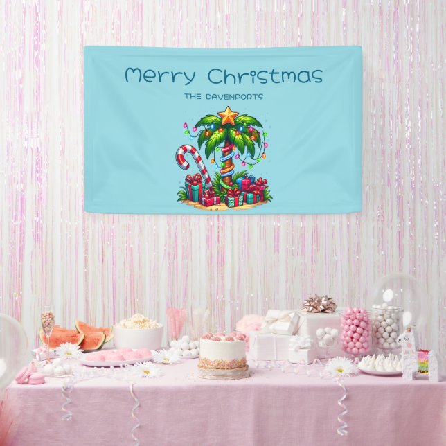 Tropical Christmas Holiday Palm Tree Banner (Party)
