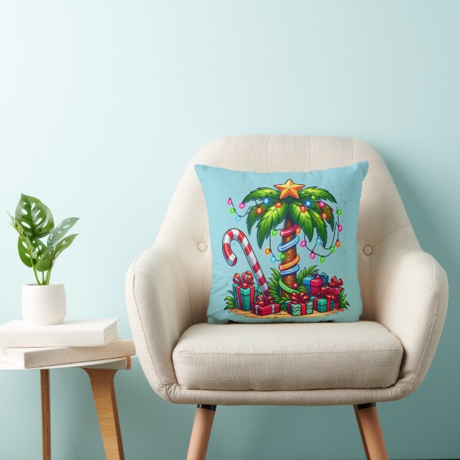 Tropical Christmas Holiday Palm Tree Cushion (Chair)