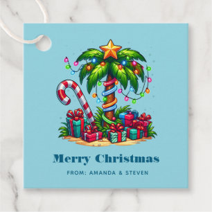 Tropical Christmas Holiday Palm Tree Favour Tags